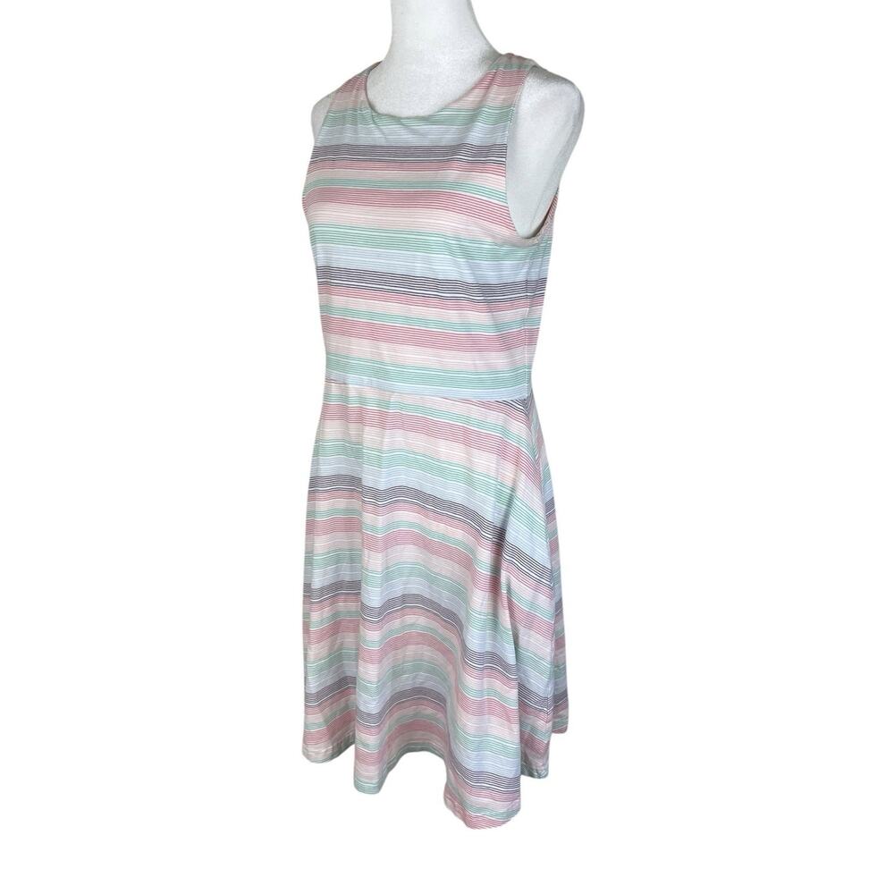 Pact Pastel Stripe Sleeveless Knit Dress Coastal Casual Beach Size Medium - Picture 5 of 6